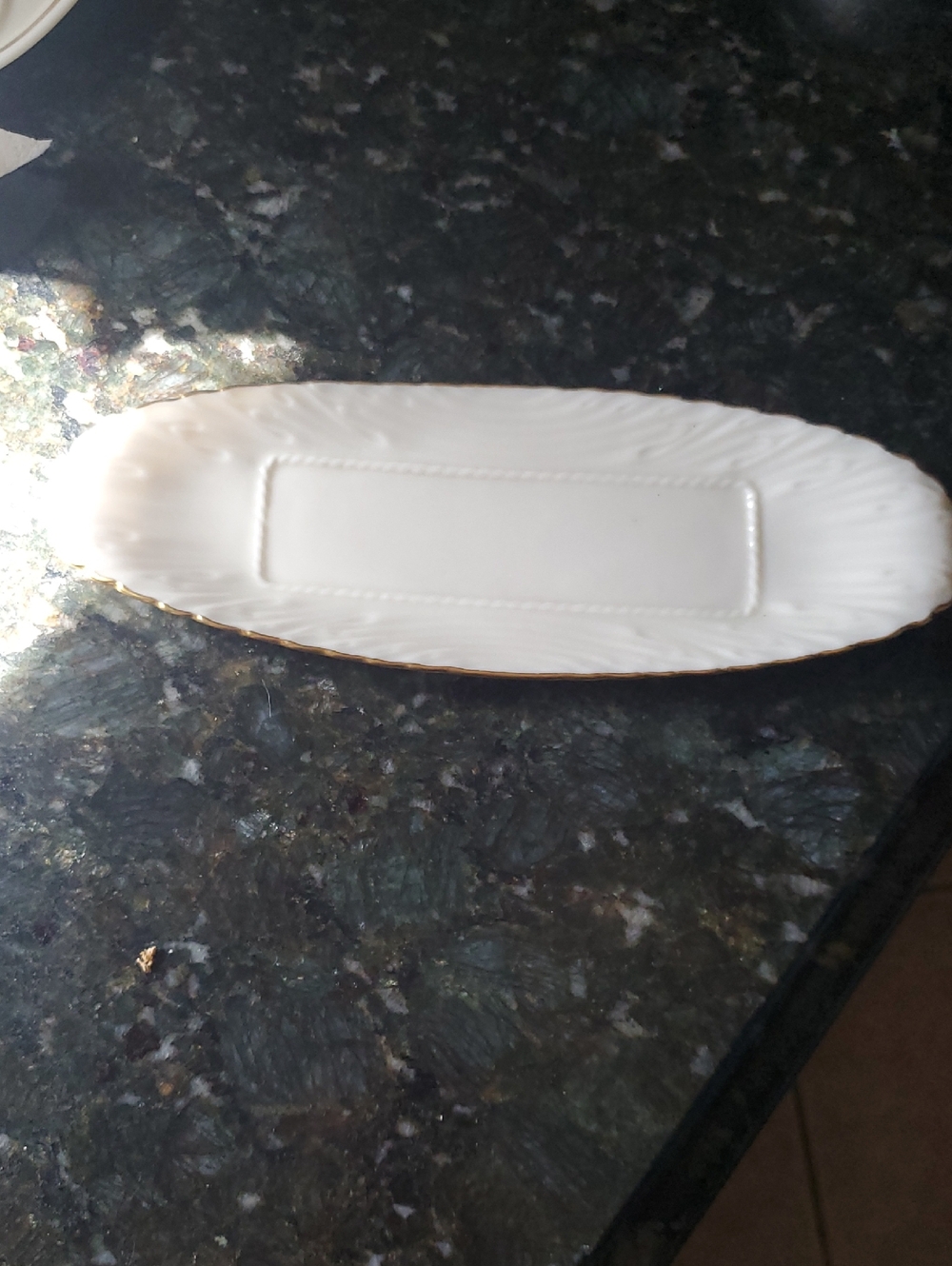 Lenox White Porcelain Dish with Gold Logo